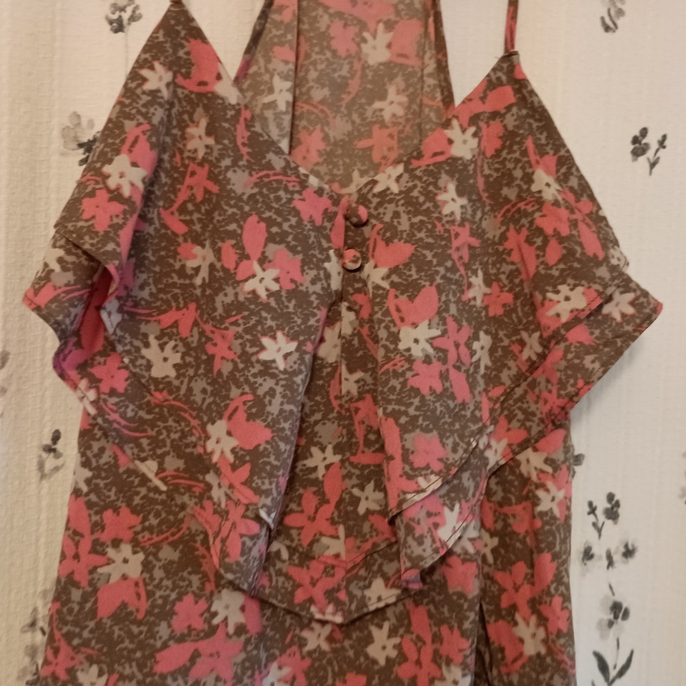 Banana Republic Pink Flutter Sleeve Asymmetrical Camisole